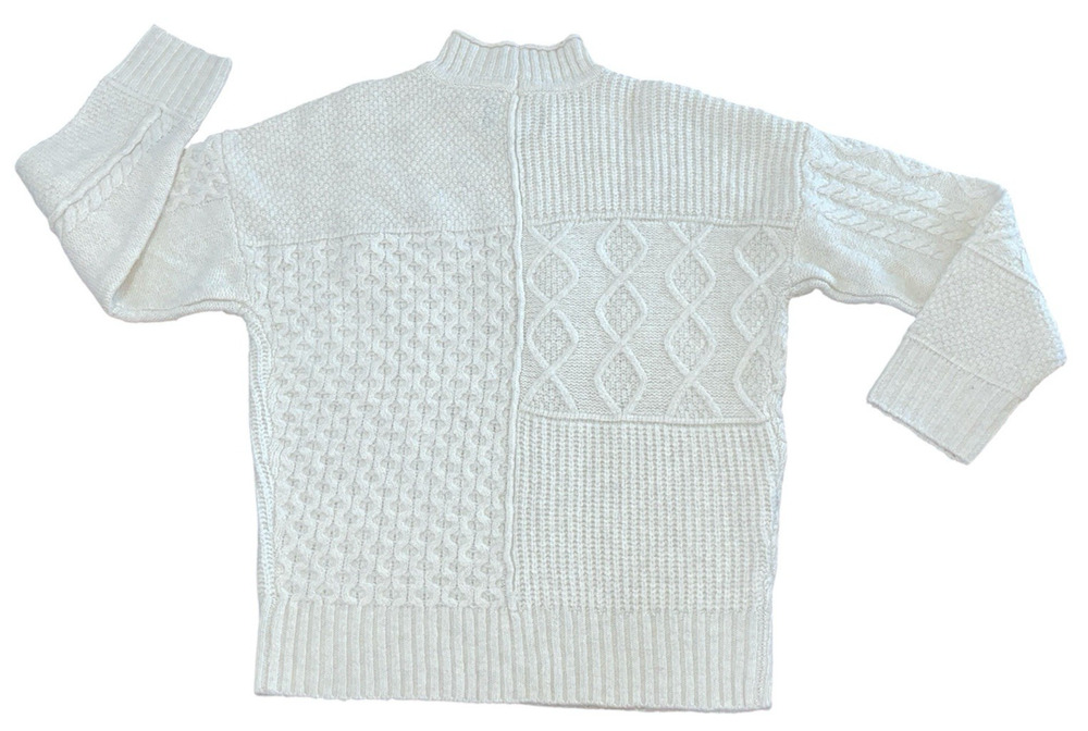 American Eagle Sweater Womens Small Knit Textured Pattern Mock Neck Cream Cozy